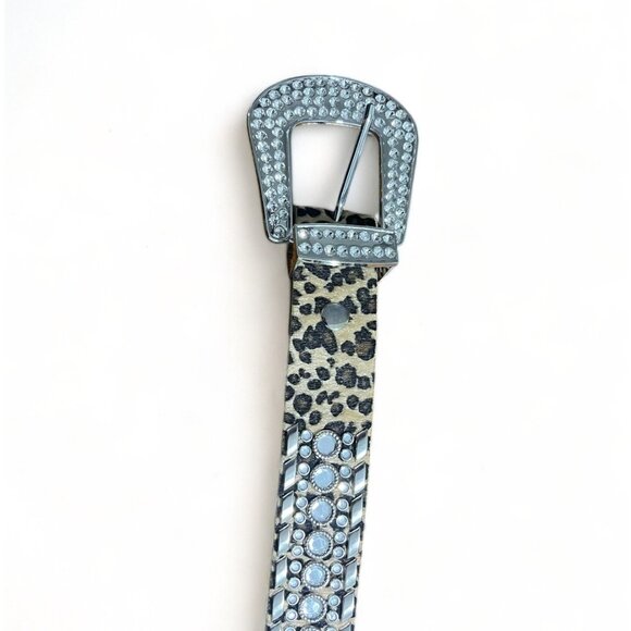 UnFader Leopard Print Rhinestone Buckle Western Belt With Box, New - Picture 5 of 10
